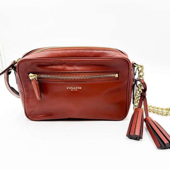 Coach Legacy Flight Cognac Brown Leather Crossbody Shoulder Bag 25362 - Picture 1 of 13